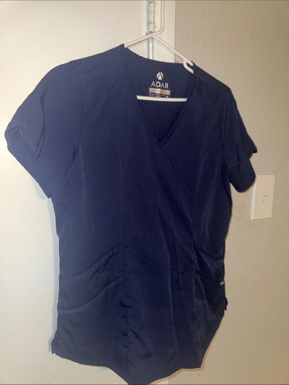 Adar Navy V-Neck Short Sleeve Scrub Top with Pockets